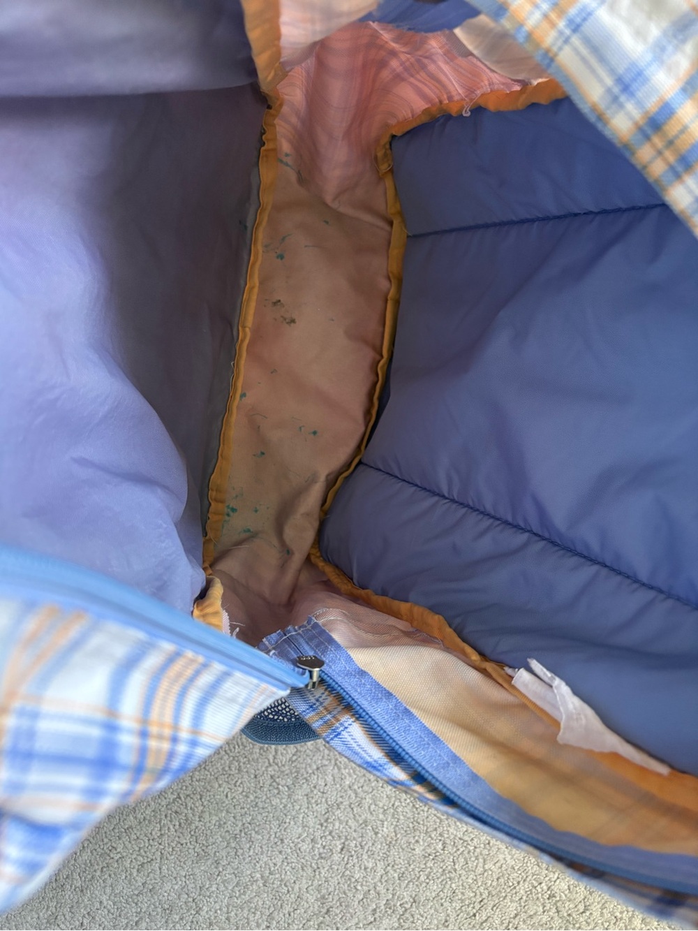 Jansport Light Blue and Tan Plaid Backpack - Picture 2 of 6